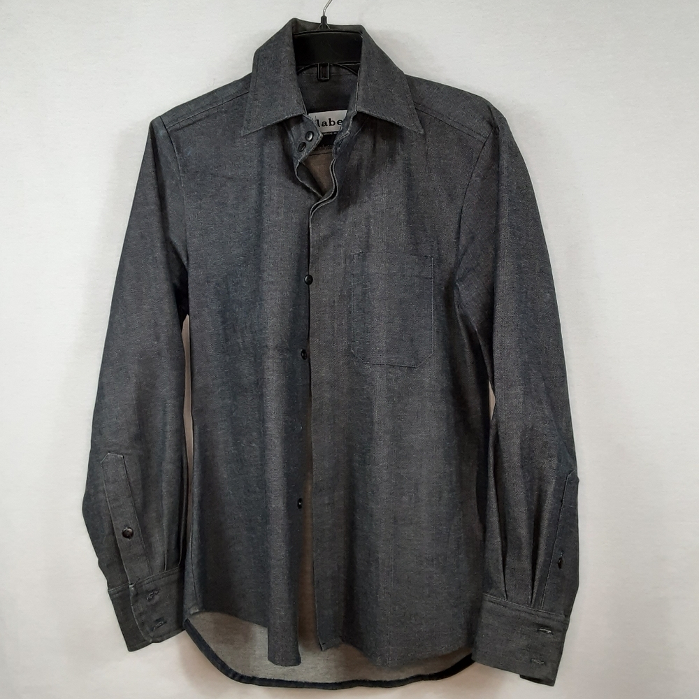 Mens label heavy denim button down shirt
